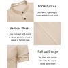 imageCOOFANDY Mens Cotton Linen Henley Shirt Short Sleeve Hippie Casual Band Collar Summer Beach TShirtsLight Khaki