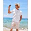 imageCOOFANDY Mens Cotton Linen Henley Shirt Short Sleeve Hippie Casual Beach TShirts with Pocket01white