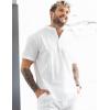 imageCOOFANDY Mens Cotton Linen Henley Shirt Short Sleeve Hippie Casual Beach TShirts with Pocket01white