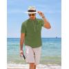 imageCOOFANDY Mens Cotton Linen Henley Shirt Short Sleeve Hippie Casual Beach TShirts with PocketArmy Green
