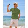 imageCOOFANDY Mens Cotton Linen Henley Shirt Short Sleeve Hippie Casual Beach TShirts with PocketArmy Green
