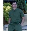imageCOOFANDY Mens Cotton Linen Henley Shirt Short Sleeve Hippie Casual Beach TShirts with PocketArmy Green
