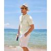 imageCOOFANDY Mens Cotton Linen Henley Shirt Short Sleeve Hippie Casual Beach TShirts with PocketBeige