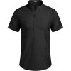 imageCOOFANDY Mens Cotton Linen Henley Shirt Short Sleeve Hippie Casual Beach TShirts with PocketBlack