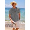 imageCOOFANDY Mens Cotton Linen Henley Shirt Short Sleeve Hippie Casual Beach TShirts with PocketBlack Striped