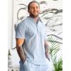 imageCOOFANDY Mens Cotton Linen Henley Shirt Short Sleeve Hippie Casual Beach TShirts with PocketBlue