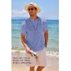 imageCOOFANDY Mens Cotton Linen Henley Shirt Short Sleeve Hippie Casual Beach TShirts with PocketBlue Striped