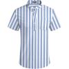 imageCOOFANDY Mens Cotton Linen Henley Shirt Short Sleeve Hippie Casual Beach TShirts with PocketBluewhite Vertical Stripes