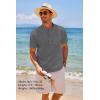 imageCOOFANDY Mens Cotton Linen Henley Shirt Short Sleeve Hippie Casual Beach TShirts with PocketDark Grey