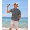 imageCOOFANDY Mens Cotton Linen Henley Shirt Short Sleeve Hippie Casual Beach TShirts with PocketDark Grey