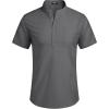 imageCOOFANDY Mens Cotton Linen Henley Shirt Short Sleeve Hippie Casual Beach TShirts with PocketDark Grey