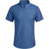 imageCOOFANDY Mens Cotton Linen Henley Shirt Short Sleeve Hippie Casual Beach TShirts with PocketDenim Blue