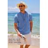 imageCOOFANDY Mens Cotton Linen Henley Shirt Short Sleeve Hippie Casual Beach TShirts with PocketDenim Blue