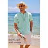 imageCOOFANDY Mens Cotton Linen Henley Shirt Short Sleeve Hippie Casual Beach TShirts with PocketGreen