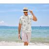 imageCOOFANDY Mens Cotton Linen Henley Shirt Short Sleeve Hippie Casual Beach TShirts with PocketGreen Leaf