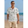 imageCOOFANDY Mens Cotton Linen Henley Shirt Short Sleeve Hippie Casual Beach TShirts with PocketGreen Leaf