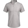 imageCOOFANDY Mens Cotton Linen Henley Shirt Short Sleeve Hippie Casual Beach TShirts with PocketGrey
