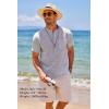 imageCOOFANDY Mens Cotton Linen Henley Shirt Short Sleeve Hippie Casual Beach TShirts with PocketGrey