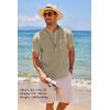 imageCOOFANDY Mens Cotton Linen Henley Shirt Short Sleeve Hippie Casual Beach TShirts with PocketKhaki