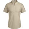 imageCOOFANDY Mens Cotton Linen Henley Shirt Short Sleeve Hippie Casual Beach TShirts with PocketKhaki