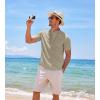 imageCOOFANDY Mens Cotton Linen Henley Shirt Short Sleeve Hippie Casual Beach TShirts with PocketKhaki