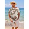 imageCOOFANDY Mens Cotton Linen Henley Shirt Short Sleeve Hippie Casual Beach TShirts with PocketKhaki Floral