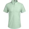 imageCOOFANDY Mens Cotton Linen Henley Shirt Short Sleeve Hippie Casual Beach TShirts with PocketLight Green