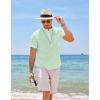 imageCOOFANDY Mens Cotton Linen Henley Shirt Short Sleeve Hippie Casual Beach TShirts with PocketLight Green