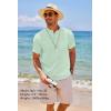 imageCOOFANDY Mens Cotton Linen Henley Shirt Short Sleeve Hippie Casual Beach TShirts with PocketLight Green