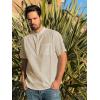 imageCOOFANDY Mens Cotton Linen Henley Shirt Short Sleeve Hippie Casual Beach TShirts with PocketLight Khaki