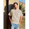imageCOOFANDY Mens Cotton Linen Henley Shirt Short Sleeve Hippie Casual Beach TShirts with PocketLight Khaki