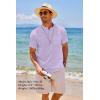 imageCOOFANDY Mens Cotton Linen Henley Shirt Short Sleeve Hippie Casual Beach TShirts with PocketLight Purple