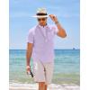 imageCOOFANDY Mens Cotton Linen Henley Shirt Short Sleeve Hippie Casual Beach TShirts with PocketLight Purple