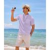 imageCOOFANDY Mens Cotton Linen Henley Shirt Short Sleeve Hippie Casual Beach TShirts with PocketLight Purple
