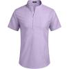 imageCOOFANDY Mens Cotton Linen Henley Shirt Short Sleeve Hippie Casual Beach TShirts with PocketLight Purple