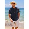 imageCOOFANDY Mens Cotton Linen Henley Shirt Short Sleeve Hippie Casual Beach TShirts with PocketNavy Blue