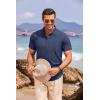 imageCOOFANDY Mens Cotton Linen Henley Shirt Short Sleeve Hippie Casual Beach TShirts with PocketNavy Blue