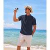 imageCOOFANDY Mens Cotton Linen Henley Shirt Short Sleeve Hippie Casual Beach TShirts with PocketNavy Blue