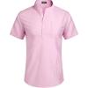 imageCOOFANDY Mens Cotton Linen Henley Shirt Short Sleeve Hippie Casual Beach TShirts with PocketPink