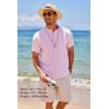 imageCOOFANDY Mens Cotton Linen Henley Shirt Short Sleeve Hippie Casual Beach TShirts with PocketPink