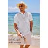 imageCOOFANDY Mens Cotton Linen Henley Shirt Short Sleeve Hippie Casual Beach TShirts with PocketWhite Striped