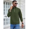 imageCOOFANDY Mens Fashion Quarter Zip Pullover Long Sleeve Quilted Sweatshirt Plaid Jacquard Polo Mock Neck SweatersArmy Green