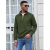 imageCOOFANDY Mens Fashion Quarter Zip Pullover Long Sleeve Quilted Sweatshirt Plaid Jacquard Polo Mock Neck SweatersArmy Green