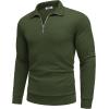 imageCOOFANDY Mens Fashion Quarter Zip Pullover Long Sleeve Quilted Sweatshirt Plaid Jacquard Polo Mock Neck SweatersArmy Green