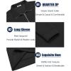 imageCOOFANDY Mens Fashion Quarter Zip Pullover Long Sleeve Quilted Sweatshirt Plaid Jacquard Polo Mock Neck SweatersBlack
