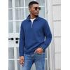 imageCOOFANDY Mens Fashion Quarter Zip Pullover Long Sleeve Quilted Sweatshirt Plaid Jacquard Polo Mock Neck SweatersDark Blue