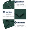 imageCOOFANDY Mens Fashion Quarter Zip Pullover Long Sleeve Quilted Sweatshirt Plaid Jacquard Polo Mock Neck SweatersDark Green