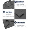 imageCOOFANDY Mens Fashion Quarter Zip Pullover Long Sleeve Quilted Sweatshirt Plaid Jacquard Polo Mock Neck SweatersDark Grey