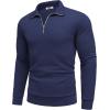 imageCOOFANDY Mens Fashion Quarter Zip Pullover Long Sleeve Quilted Sweatshirt Plaid Jacquard Polo Mock Neck SweatersNavy Blue