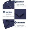 imageCOOFANDY Mens Fashion Quarter Zip Pullover Long Sleeve Quilted Sweatshirt Plaid Jacquard Polo Mock Neck SweatersNavy Blue